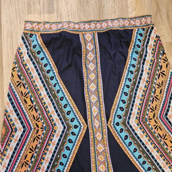 Chicos Midi Skirt Womens 3/XL Floral Geometric Artsy Boho Cottagecore Mesh - Picture 2 of 9